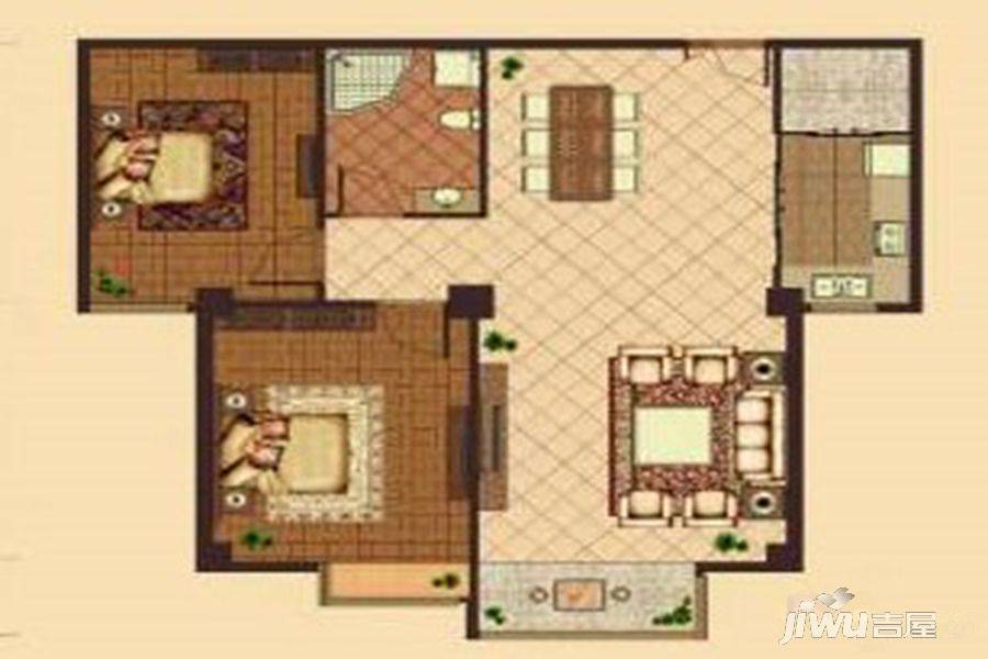 民航天之缘嘉园2室2厅1卫113.6㎡户型图