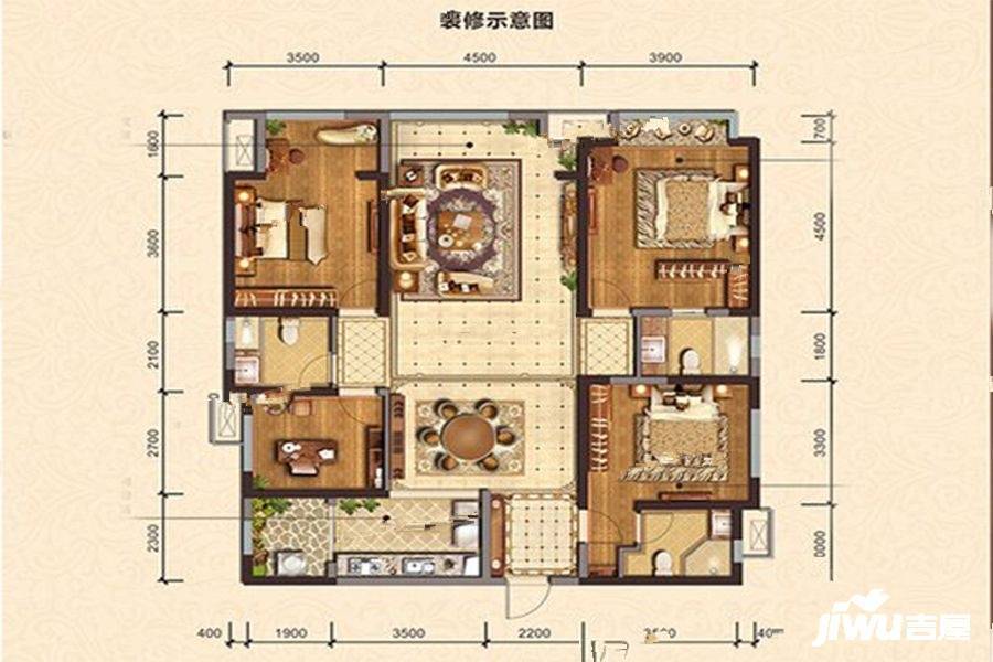 领地凯旋公馆C组团4室2厅3卫172.6㎡户型图