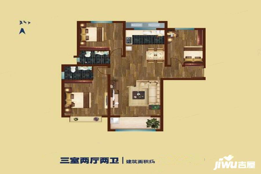 鼎鑫运河鑫城3室2厅2卫126.5㎡户型图