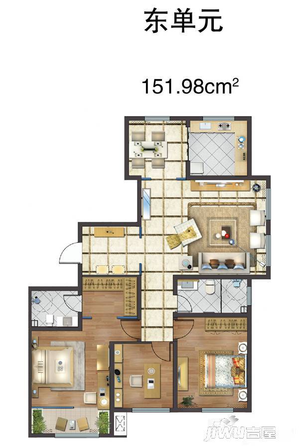 君悦湾3室2厅2卫152㎡户型图