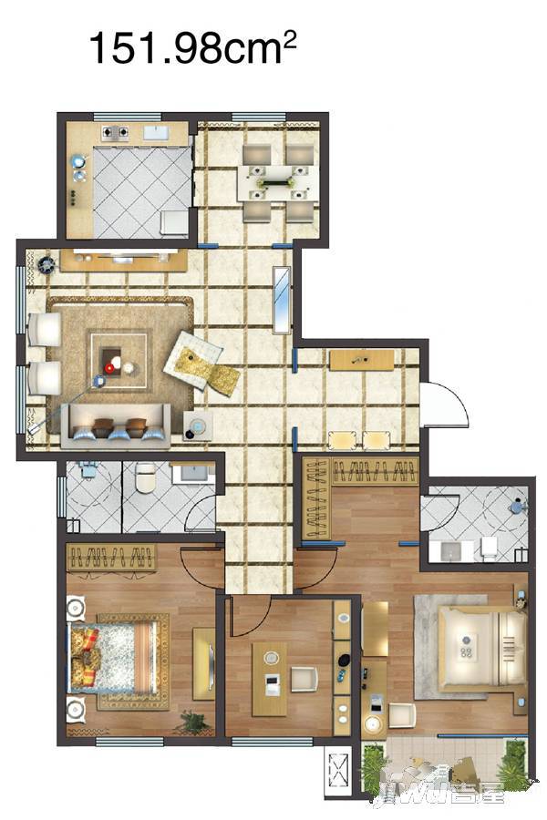 君悦湾3室2厅2卫152㎡户型图