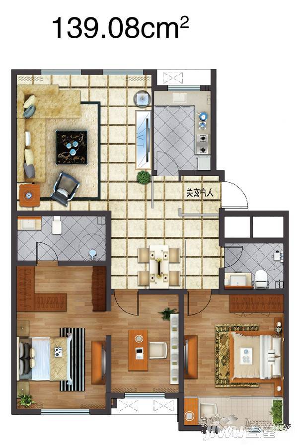 君悦湾3室2厅2卫139.1㎡户型图