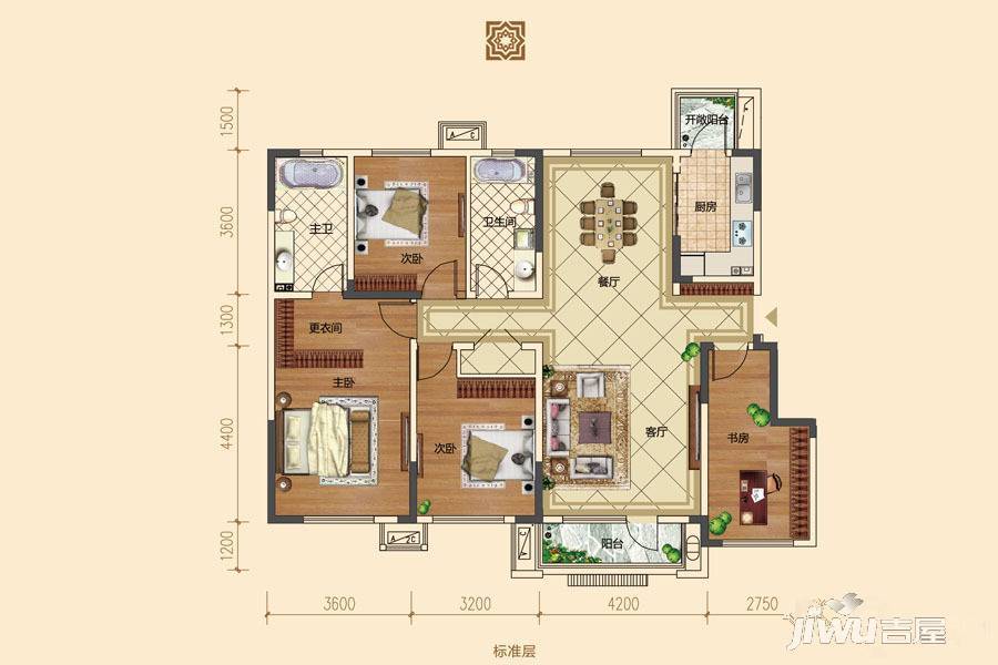 中海海悦府4室2厅2卫140㎡户型图