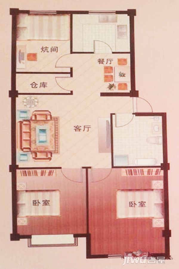 桃村商贸城3室2厅1卫90.3㎡户型图