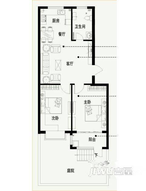 东上城2室2厅1卫69㎡户型图