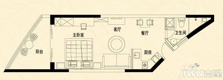 盛世双帆1室1厅1卫56.1㎡户型图