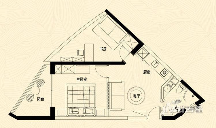 盛世双帆1室1厅1卫65.9㎡户型图