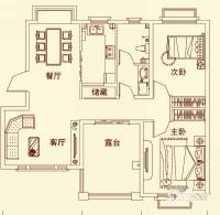 盛龙国际2室2厅1卫88.6㎡户型图