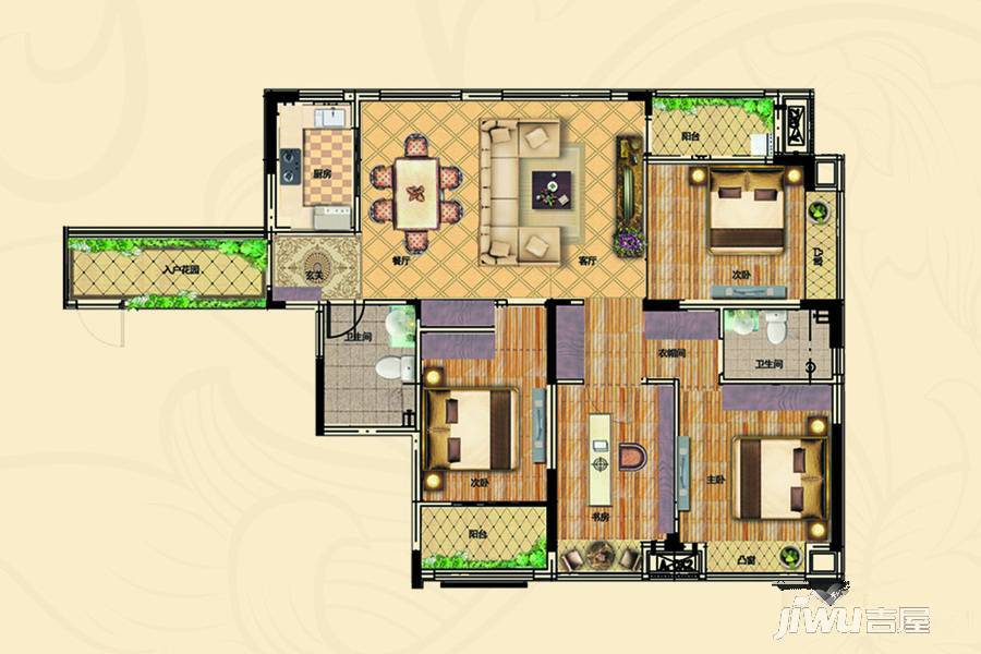 万兴凤凰广场4室2厅2卫133.9㎡户型图