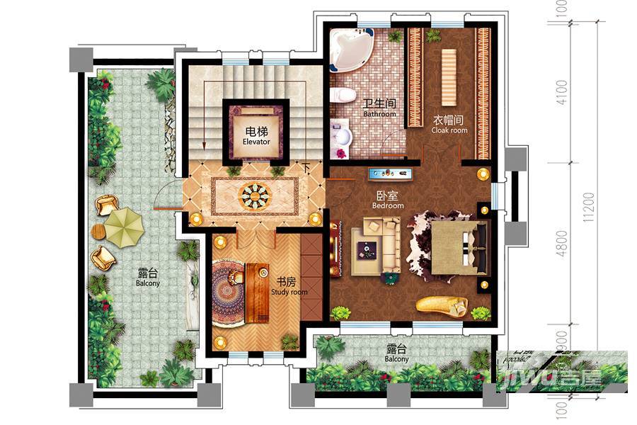 恒达黄海公馆4室4厅5卫590㎡户型图