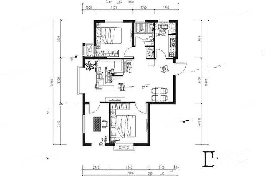 三中北地块3室2厅1卫84㎡户型图