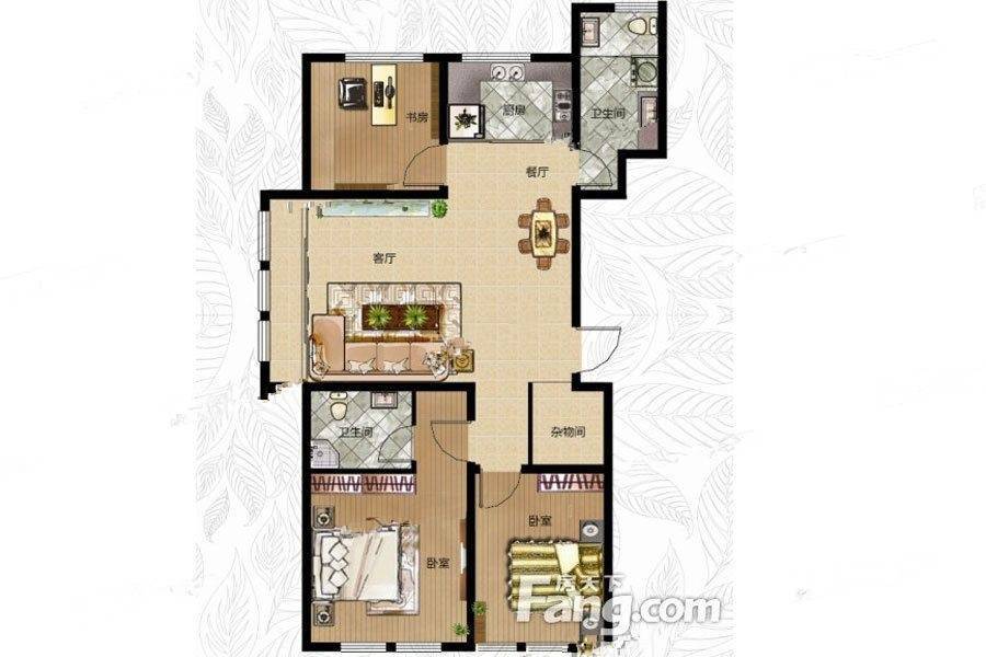 吉安悦城3室2厅2卫116㎡户型图