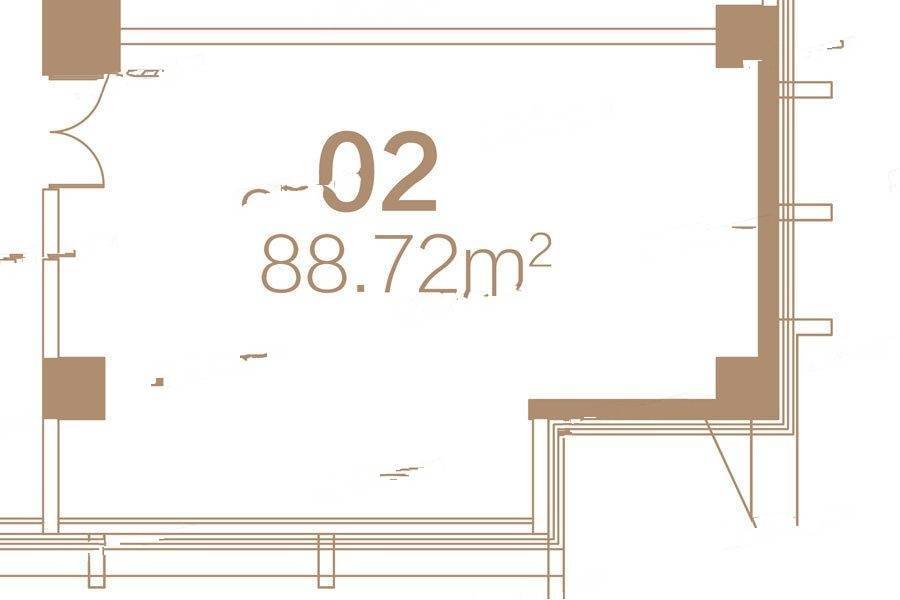 祥隆中心1室1厅1卫88.7㎡户型图