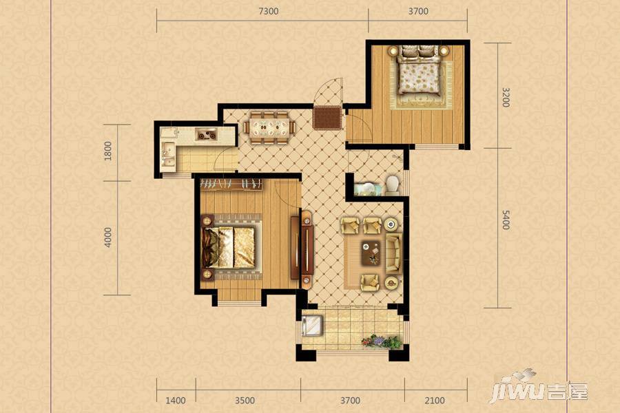 汇侨城2室2厅1卫85㎡户型图