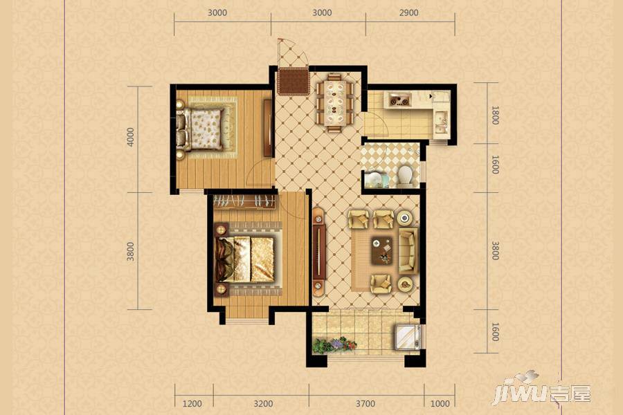 汇侨城2室2厅1卫81㎡户型图