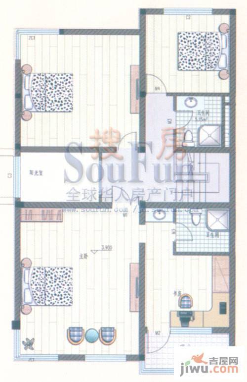 永大明珠·东山花园3室0厅0卫127.7㎡户型图