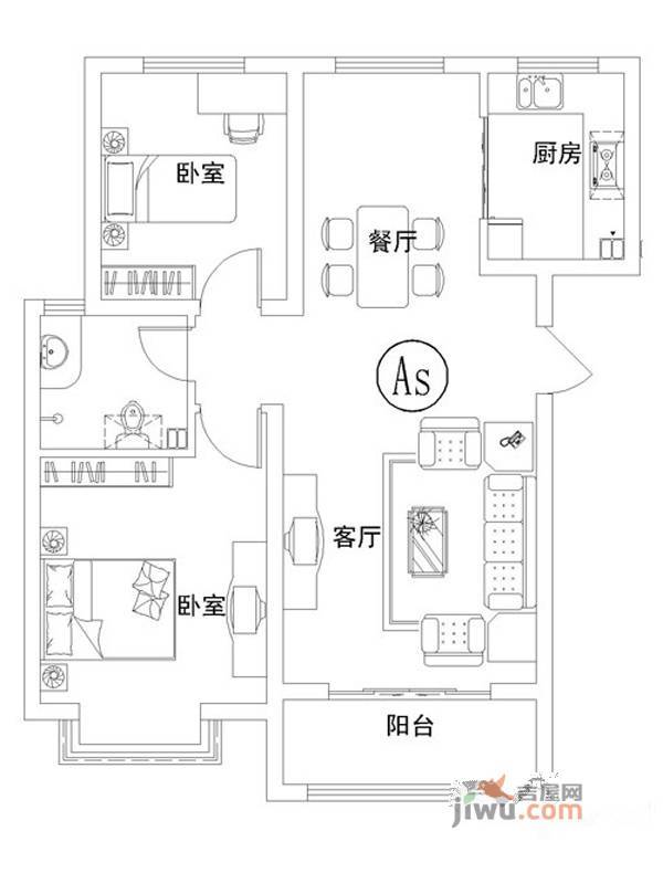 齐鲁涧桥2室2厅1卫90㎡户型图