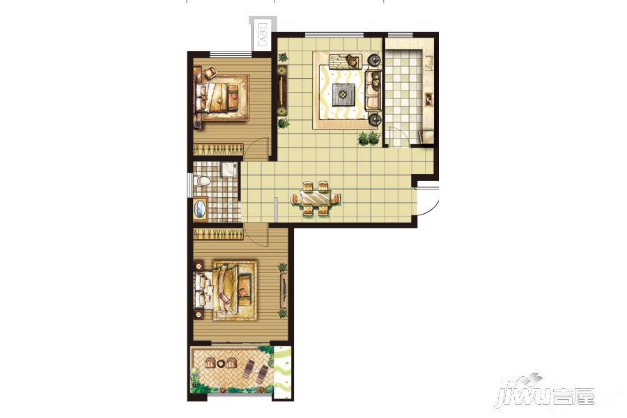 四建金海花园2室2厅1卫100㎡户型图