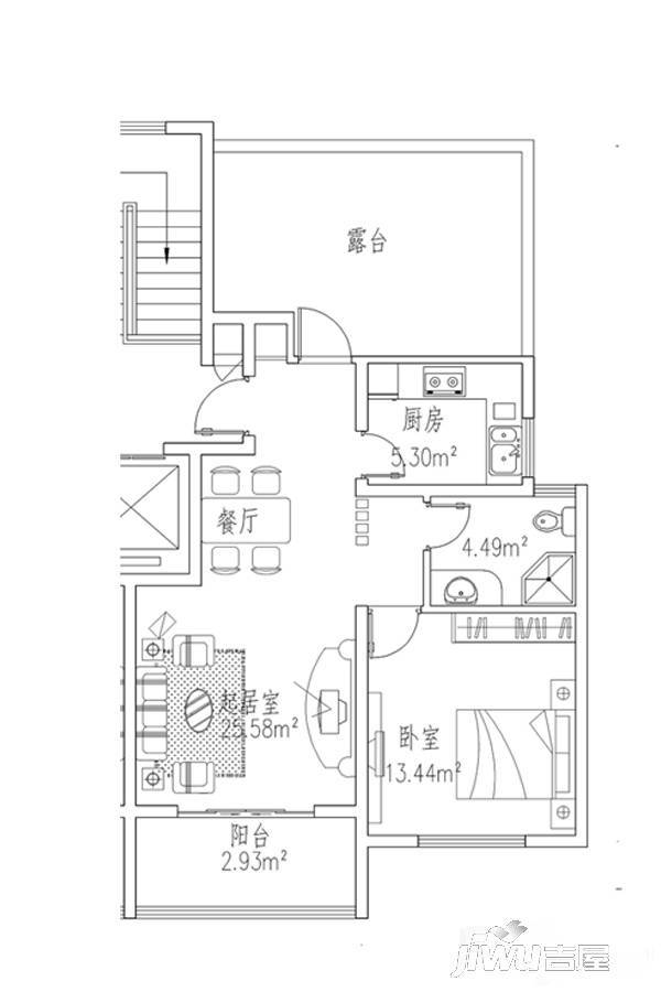 茂昌名邸花园2室1厅1卫65.7㎡户型图