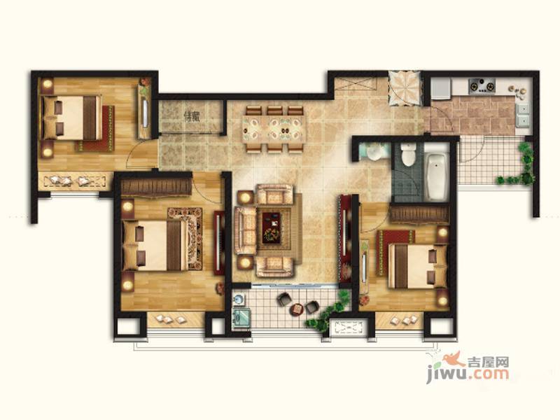 绿地新里梵尔赛公馆3室2厅1卫108㎡户型图