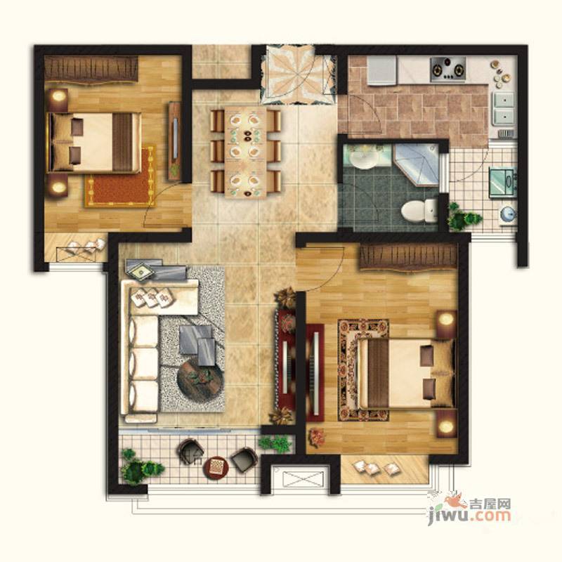 绿地新里梵尔赛公馆2室2厅1卫87㎡户型图