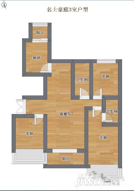 名士豪庭3室2厅2卫148㎡户型图