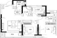济南华润中心3室2厅2卫120㎡户型图