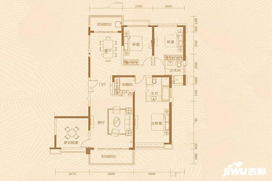 恒大天玺4室2厅2卫220㎡户型图