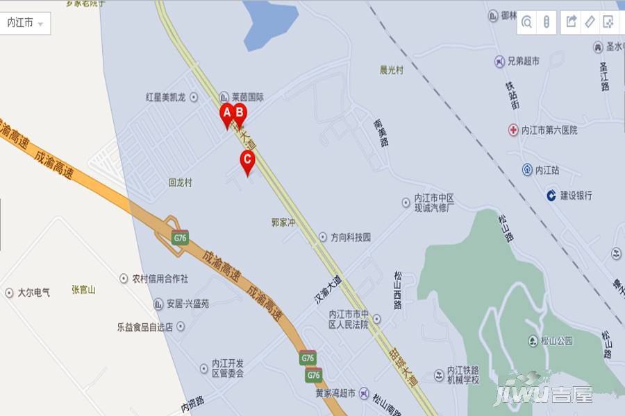 内江国际家居商贸城位置交通图1