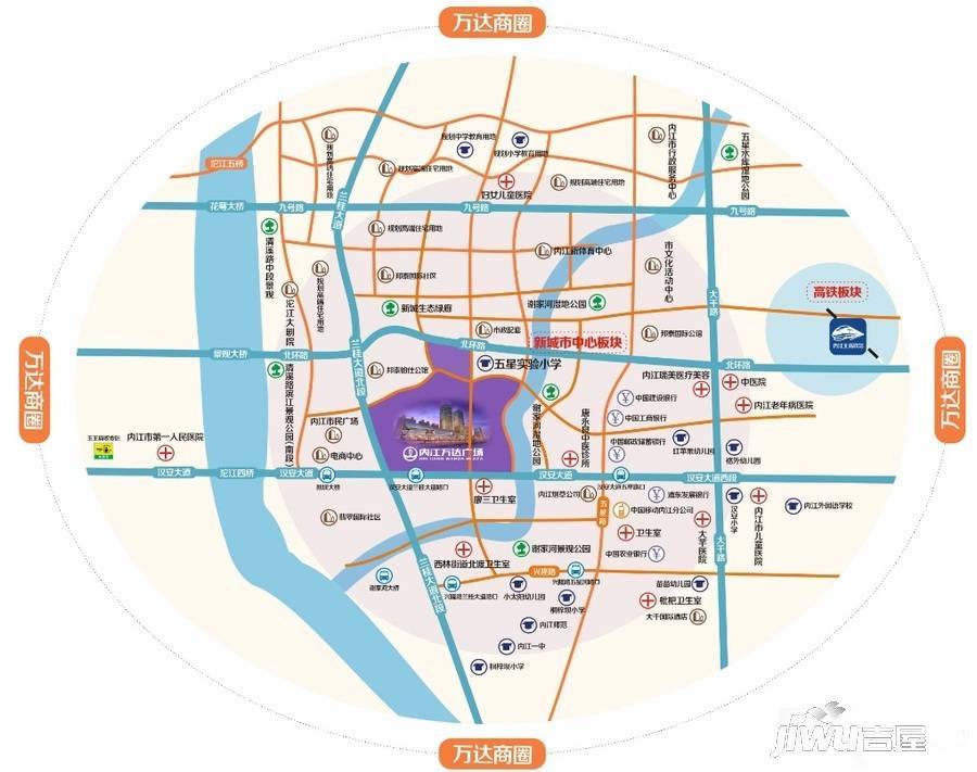 内江万达广场中央华城位置交通图图片