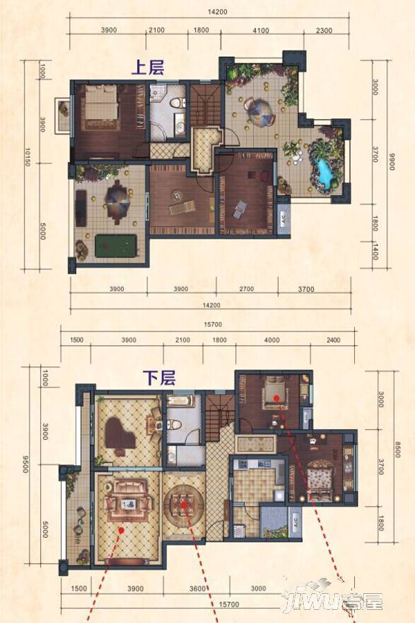 金科公园王府5室2厅2卫137㎡户型图