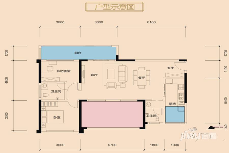 传化广场锦城4室2厅2卫112.2㎡户型图