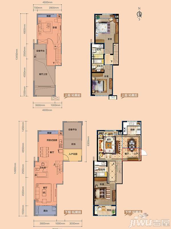 富阳宝龙城市广场3室2厅3卫119㎡户型图