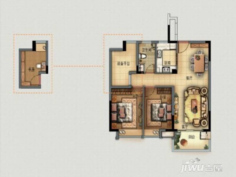 杭州天安富春硅谷3室2厅1卫207㎡户型图