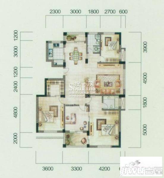 公元名家4室2厅2卫165㎡户型图