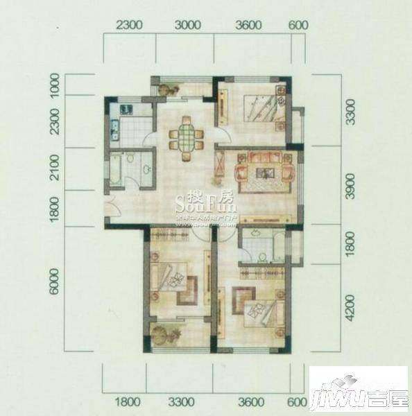 公元名家3室2厅2卫115㎡户型图