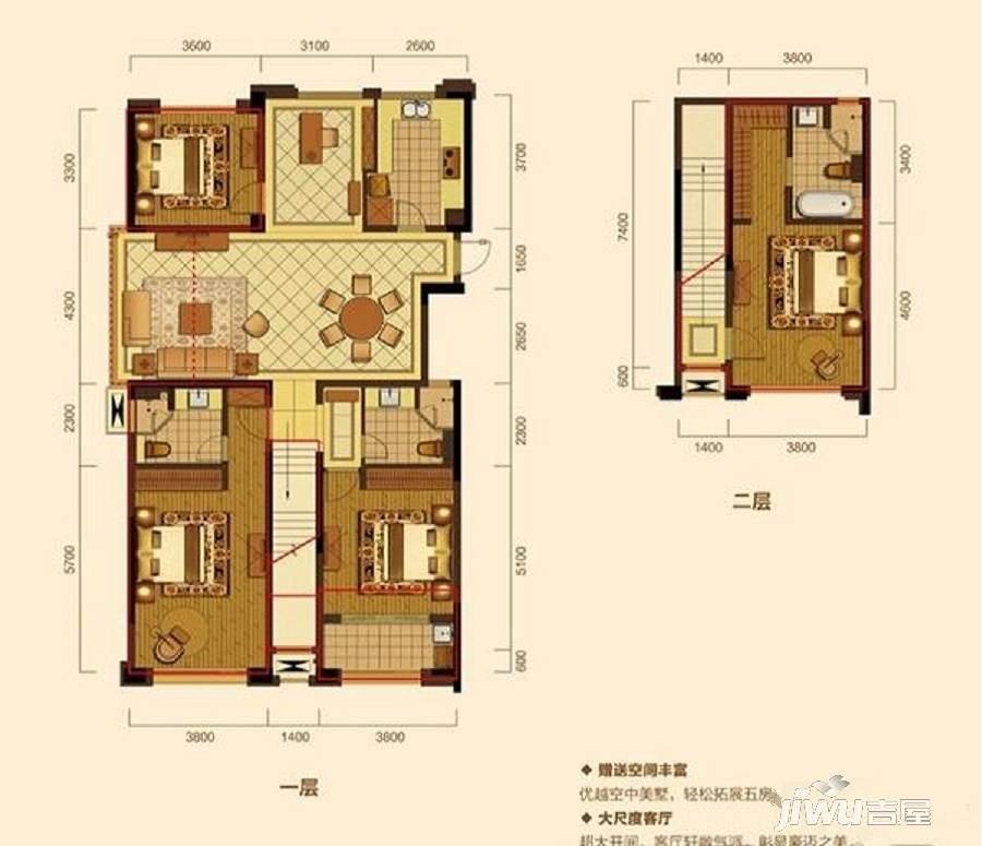 山水美庐4室2厅3卫104㎡户型图