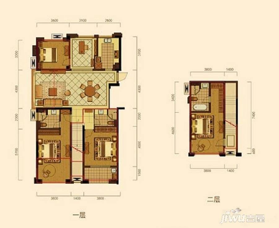 山水美庐5室2厅3卫106㎡户型图