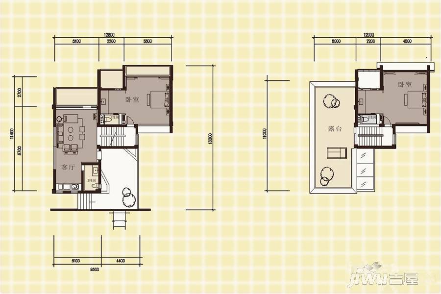 古城高尔夫半山别墅2室1厅3卫148.3㎡户型图