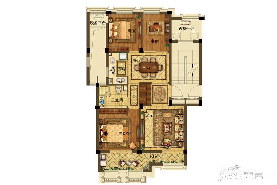 绿城明园3室2厅1卫103㎡户型图