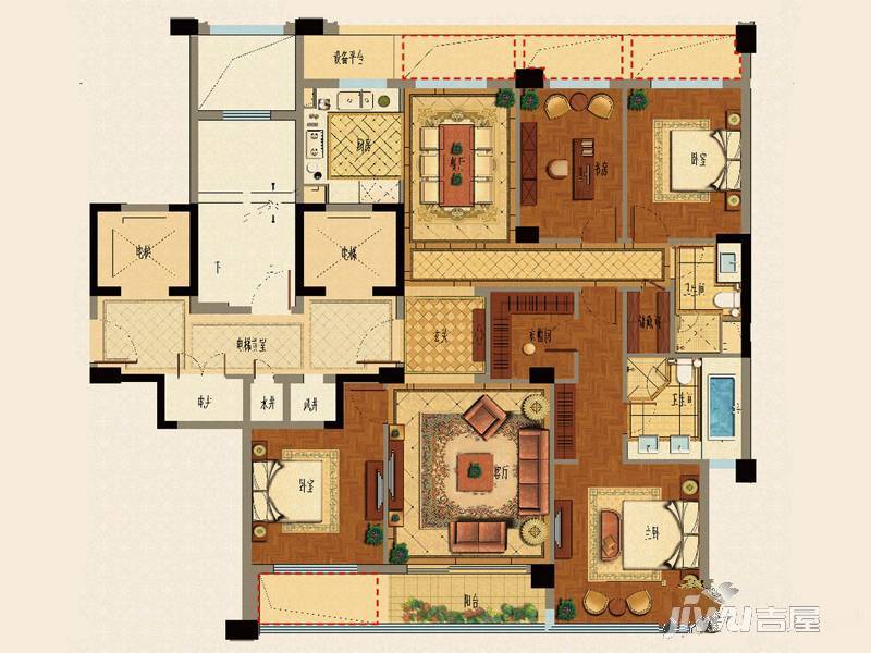 绿城明园4室2厅2卫167㎡户型图