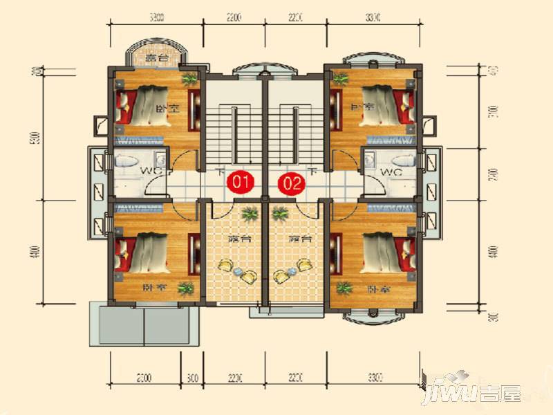 花溪碧桂园3室2厅3卫167㎡户型图