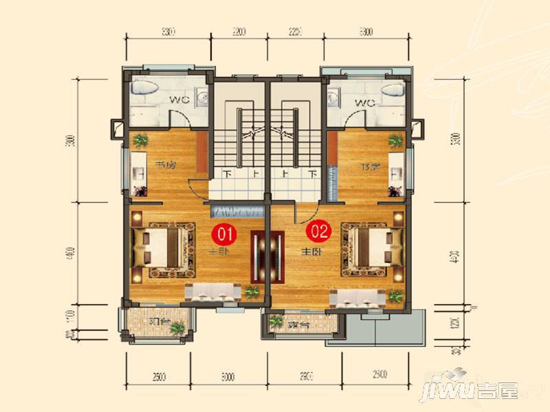 花溪碧桂园3室2厅3卫167㎡户型图