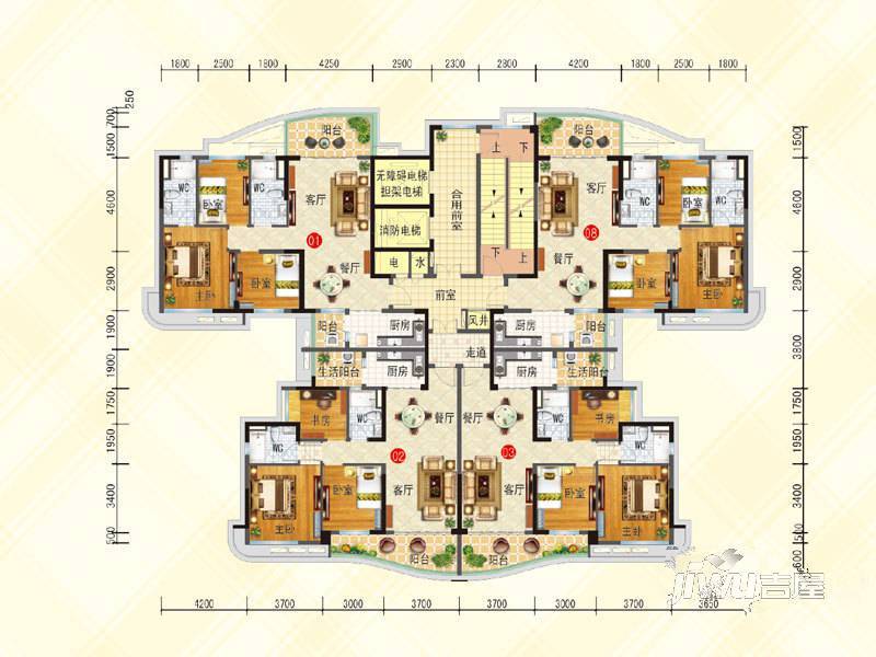 花溪碧桂园3室2厅2卫118㎡户型图