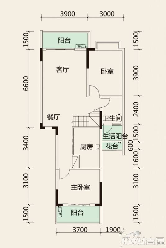 溪山御景3室3厅2卫132.3㎡户型图