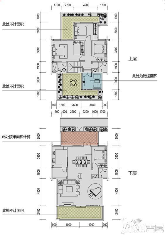 溪山御景4室3厅3卫201.1㎡户型图