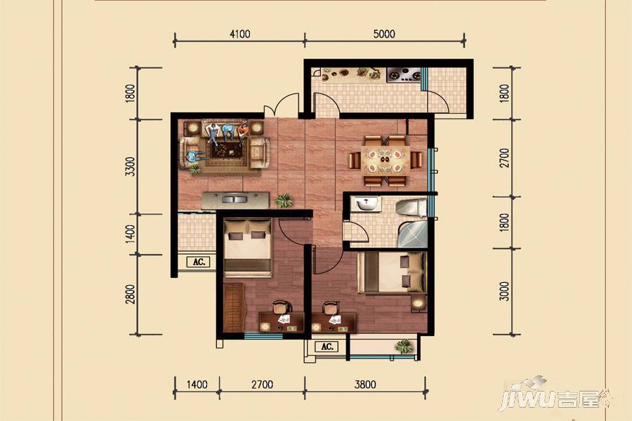 特兴青云都汇2室2厅1卫79.9㎡户型图