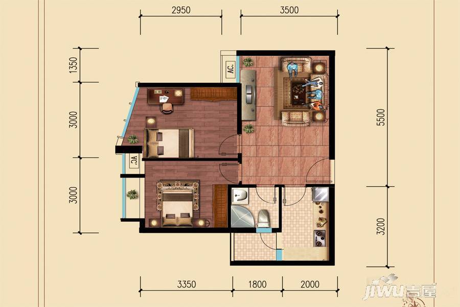 特兴青云都汇2室2厅1卫67.8㎡户型图