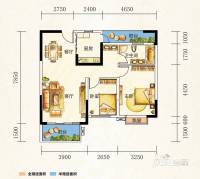 观府壹号2室2厅1卫90㎡户型图