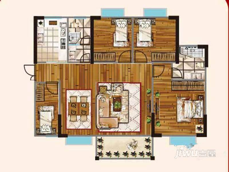 青果二期壹品峰景4室2厅2卫128.6㎡户型图